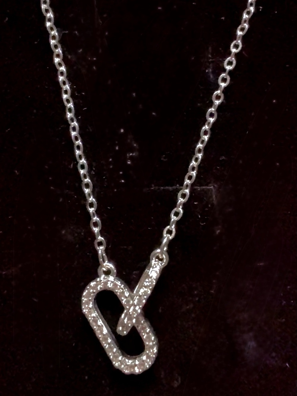 Sterling Silver Pavé Heart Link Necklace - Silver
